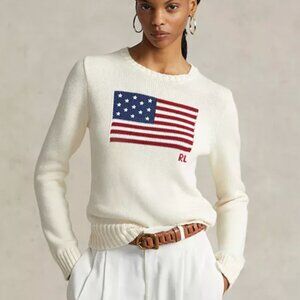 Ralph Lauren Flag Sweater White